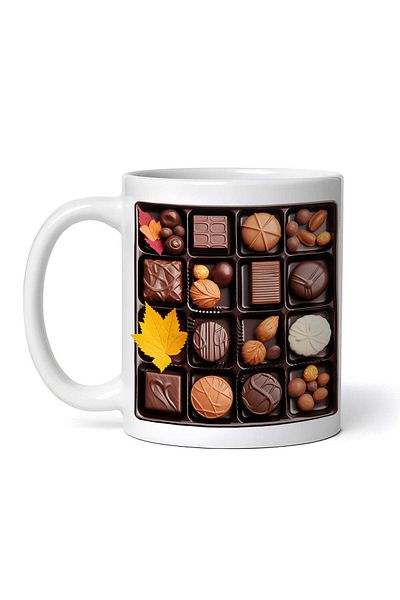 OEM Personalized white mug, Autumn chocolate candy box, INOVATIX®. 330ml