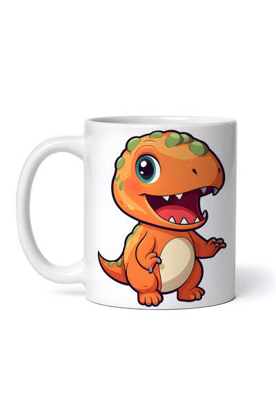 OEM Cană albă personalizată, dinozaur portocaliu cu solzi verzi, INOVATIX®. 3...