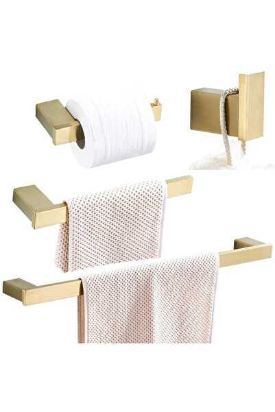 Blackswan Design Set accesorii baie, Blackswan, Tip M2, 4 piese, model auriu mat, dimensiune 60 cm