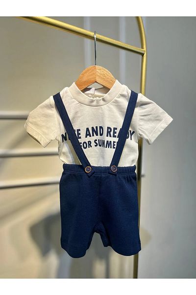 baume clothes Navy Blue Baby Boy Waffle Salopet