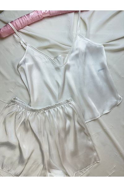 ROZENİN LINGERIE Adjustable Strap Satin Pajama Set