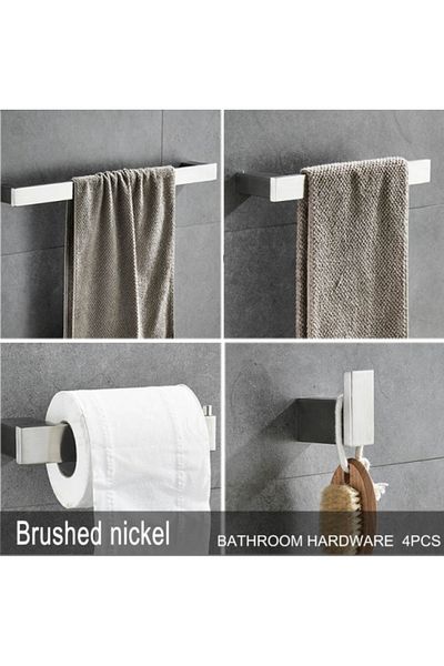 Blackswan Design Set accesorii baie, Blackswan, Tip M4, 4 piese, model nichel mat, dimensiune 60 cm