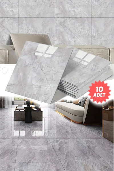 Munico 10 Adet 30x30cm Gri Modern Su Geçirmez Duvar Çıkartmaları Kendinden Ya...