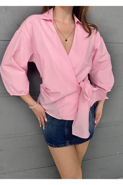 Ekim Store Telalı Yandan Kalın Bağlamalı Gömlek