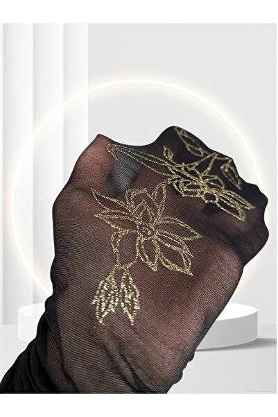 İntive Lingerie Сиви тънки чорапогащи без чатала Vega с черни страни и златист брокат (произведени в Италия)