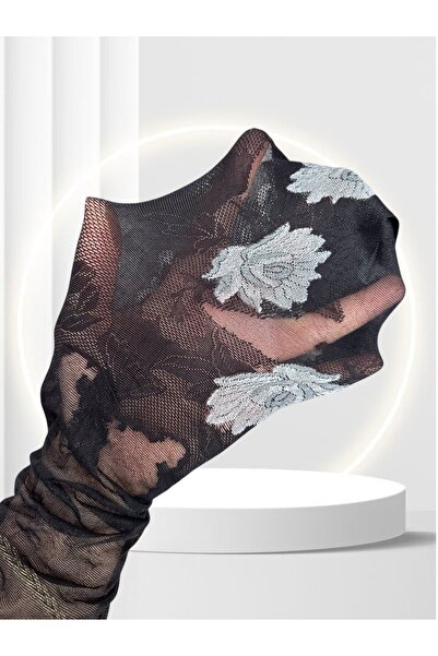İntive Lingerie Grisi Tania Floral Patterned Printed Guipure Lace Look 20 Den Patterned Pantyhose (Made in Ital