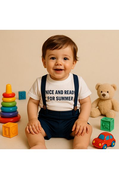 baume clothes Navy Blue Baby Boy Waffle Salopet
