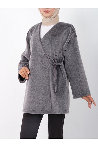 Modamorfo Side Tie Fur Jacket - Smoked