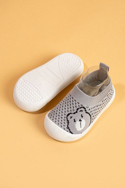 Mumenim Sakow Kids Baby Orthopedic Flexible, Comfortable Lightweight Non-Slip Sole Gray First Step Sports Shoes