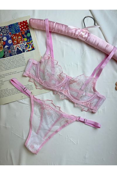 ROZENİN LINGERIE Романтичен комплект сутиен с флорални мотиви