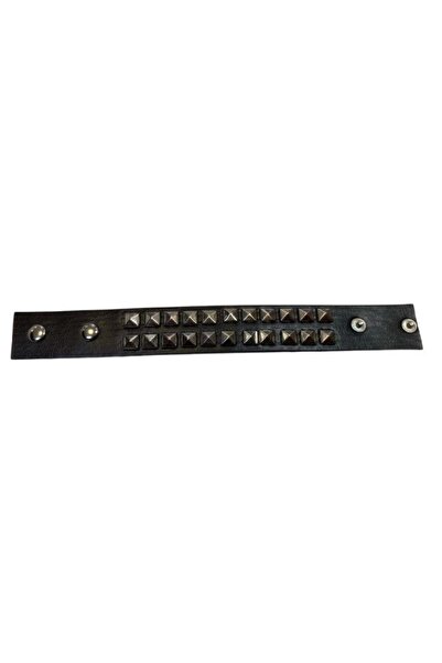 Metal Giyim 2 Sıra Piramit Detaylı Bileklik