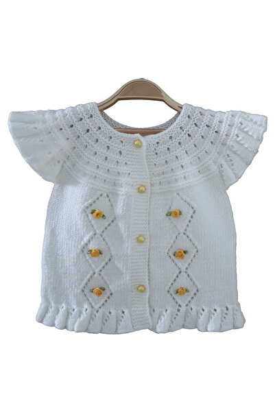 Aykır ı Bebe El Örgüsü Çiçekli Bebek Yeleği