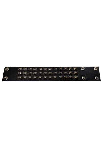 Metal Giyim 3 Sıra Piramit Detaylı Bileklik