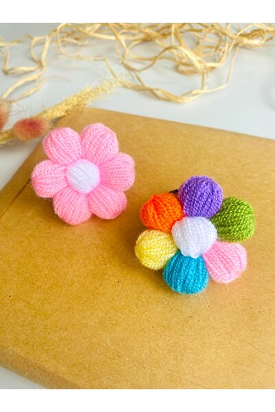 seyranat Детска розова плетена лента за коса с две части и еластична закопчал...