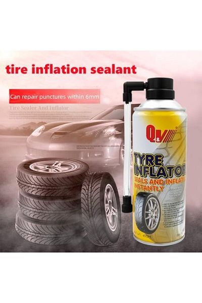 Qv Instant Tyre Inflator 450ml - Seals & Inflates, Emergency Puncture Repair For Cars