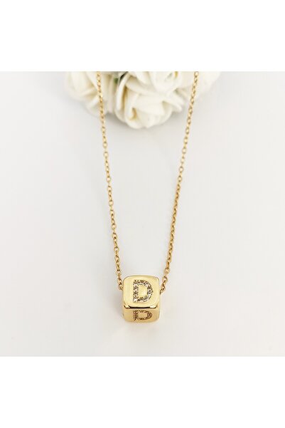 POKAK 316L الفولاذ المقاوم للصدأ الزركون D قلادة بحرف