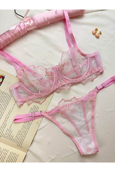 ROZENİN LINGERIE Романтичен комплект сутиен с флорални мотиви