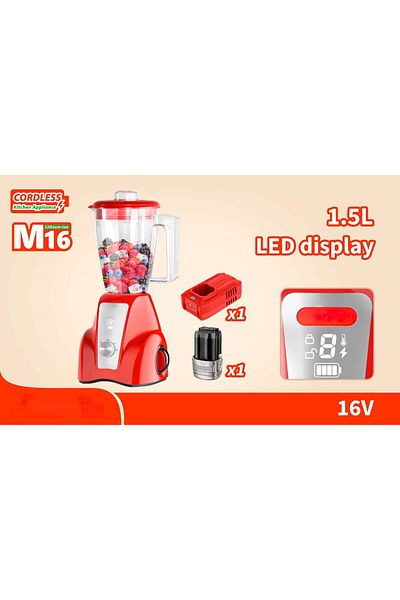 Generic Cordless Blender Juicer 1.5L, 300W, 2000mAh, 2-Speed, Portable Smoothie Maker, Red