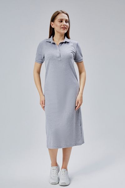 M MOONCOVER Rochie de damă, cu mânecă scurtă, cu gât polo, lungime midi, 100% bumbac