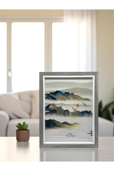 CİHO 15×20 cm Glass Wooden Decorative Contrast White Detailed Photo / Memory Frame