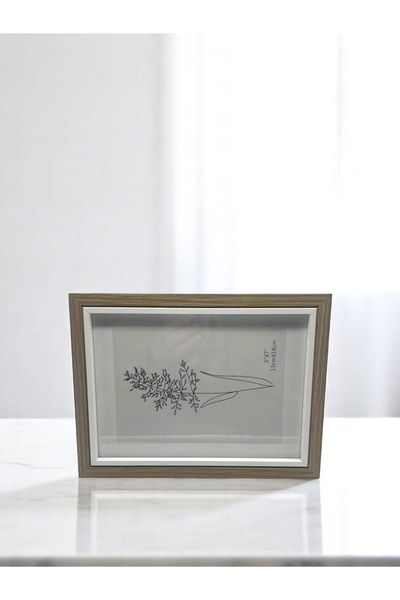 CİHO Ramă foto / memorie decorativă din lemn cu sticlă, 13×18 cm, cu detalii în alb contrastant