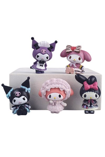BANDAI 5pcs A 5Pcs/set Mini Sanrio Figuren Doll 3cm Hello Kitty Kuromi melody Cake decoration model desktop