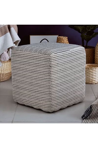 Home Box Recycled Cotton Pouf Beige 40 X 40cm
