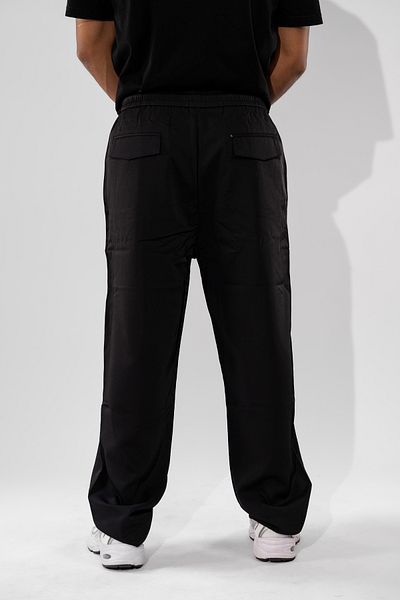 FLFXI Black Casual Straight Leg Pants with Waist Tie