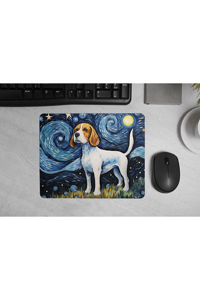 MS Major Selection Beagle Mouse Pad – Starry Night Art Design (17.5X21.5 Cm, Non-Slip Base)