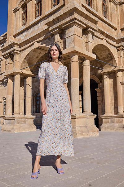 MONAMİSE Rochie cu maneci scurte cu modele florale