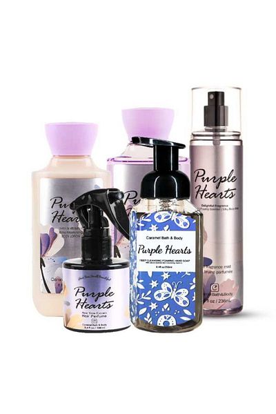 Caramel Caramel Bath & Body Works Purple Hearts 5 Piece Beauty Set Bergamot Jasmine Cashmere Guaiac Vanilla Blend