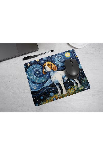 MS Major Selection Beagle Mouse Pad – Starry Night Art Design (17.5X21.5 Cm, Non-Slip Base)