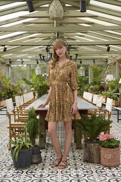 MONAMİSE Rochie cu model de flori și frunze