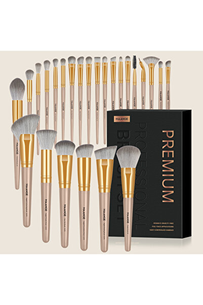 MAANGE مجموعة فرش مكياج ذهبية احترافية مكونة من 25 قطعة للوجه والعين وفرش الأساس