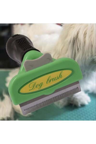 PUFO Grooming brush for dogs and cats, blade cleaning button, for detangling fur and trimming