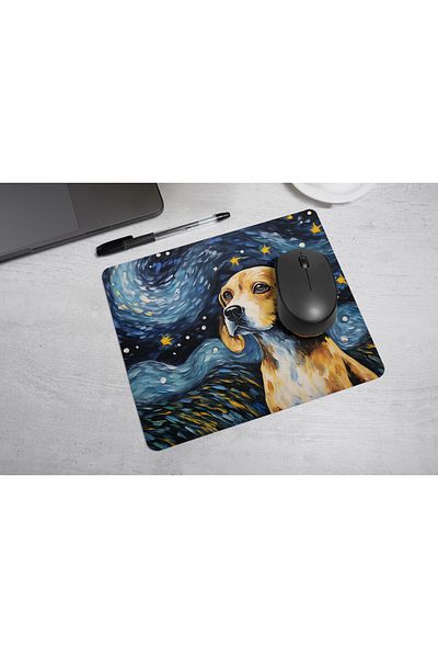 MS Major Selection Beagle Mouse Pad – Starry Night Art Design (17.5X21.5 Cm, Non-Slip Base)