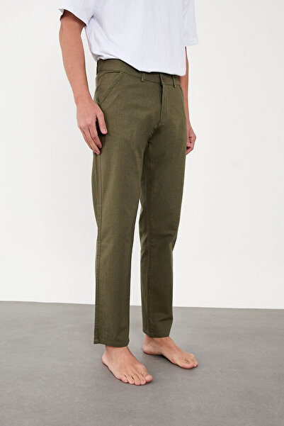 IMPOSING JNS Ανδρικό παντελόνι από λινό χακί κανονικής εφαρμογής για νέα σεζόν