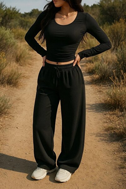 CAONNES Γυναικεία μαύρα φαρδιά αθλητικά ρούχα μεγάλου μεγέθους, υψηλής ποιότη...