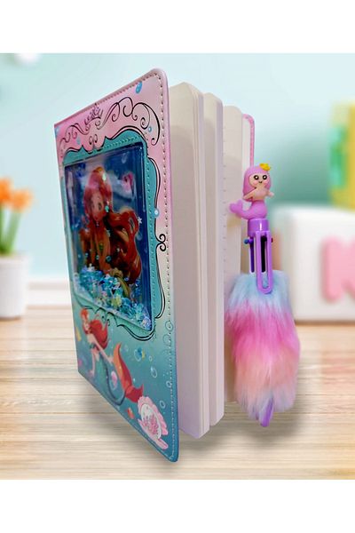 izmir yazici servis Mermaid Scrapbook Silvery Sequin Notebook 6 Colors Writing Pen Gift Set Certificate