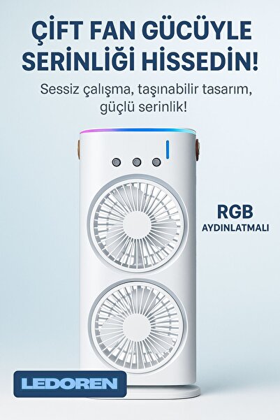 L'eDoren Spreyli Fan çift uçlu sprey su buharlı vantilatör nemlendirici Fan ile LED ışık HAVA SOĞUTUCU
