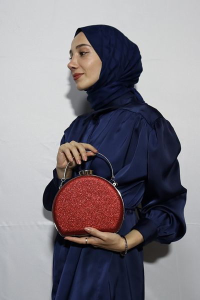 BUKAWEAR Women's Red Glitter Flask Model Evening Dress Bag