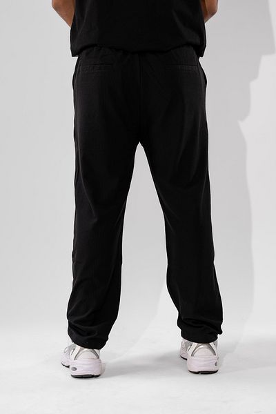 FLFXI Black Straight Leg Pants With Elastic Waist And Tie