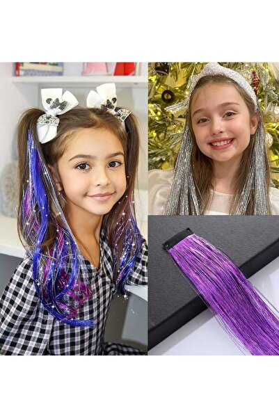 MutluBiDünya Kız Çocuk Hair Tinsel Saç Simi Çıt Çıtlı Gelin Teli Toka Saç Aks...