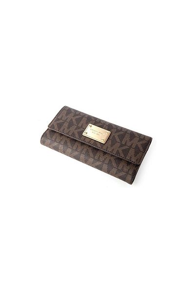 Michael Kors Jet Set Checkbook Wallet, Brown PVC