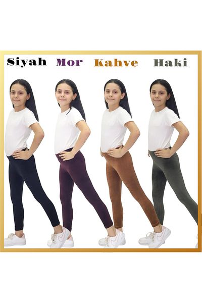 Besimo Kids Colanți elastici cu centură pentru fete din catifea Lycra Pachet de 4 (Cumpărați o mărime mai mare)