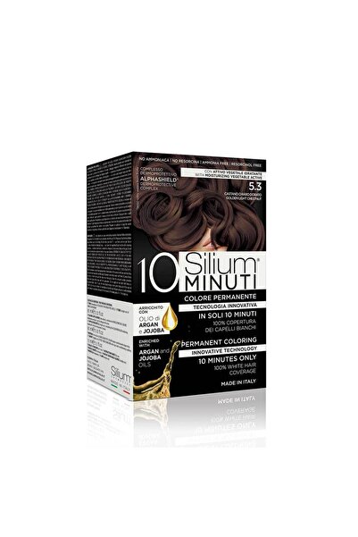 Silium صبغة شعر دائمة ١٠ دقائق، كستنائي ذهبي فاتح ٥.٣، زيت الأرغان والجوجوبا