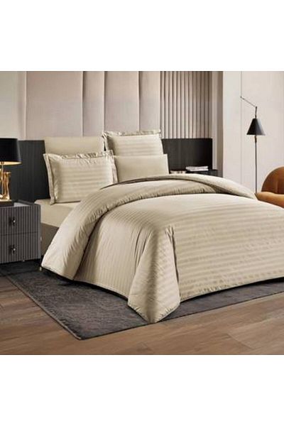 Pazar Home Bedding Narcissus 300 thread count 6-piece striped hotel bedspread with fixed filling