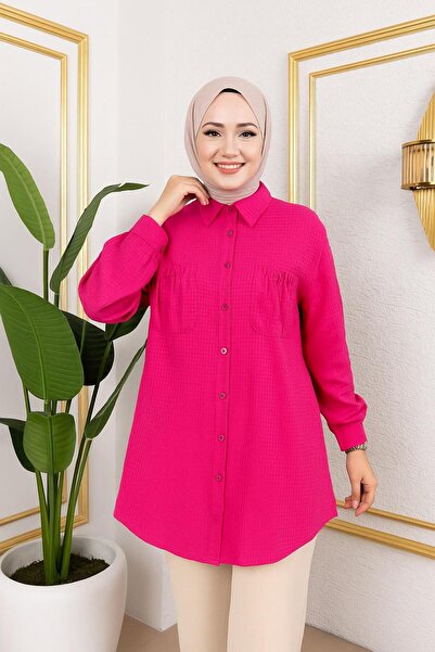 sd butique Tunik Gömlek - Cepli Düğmeli - Tesettür Uyumlu Gündelik Şıklık - U...