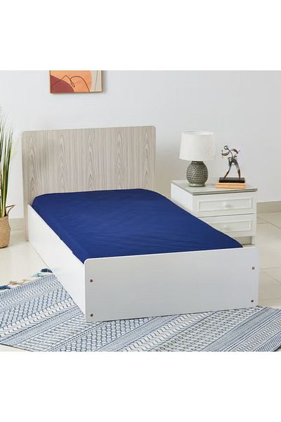 rexa Essential Solid Single Fitted Sheet Cotton Blue 90 X 200cm