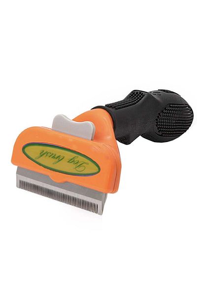 PUFO Grooming brush for dogs and cats, blade cleaning button, for detangling fur and trimming